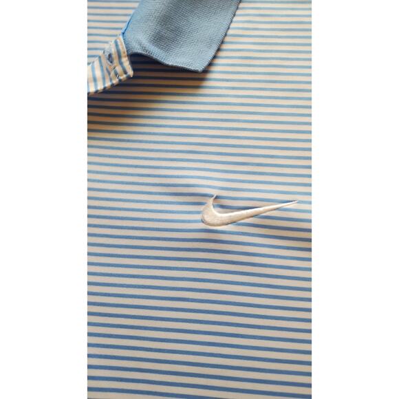Nike Golf Dri-Fit Blue Striped Short Sleeves Polo T-shirt Size XL - Picture 10 of 11